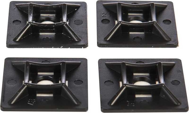 Self Adhesive Cable Zip Ties ＆ 100 Pcs Wire Tie Mount Base Holders, Sticky Pads Organizer with Self Locking Nylon Tie Wraps for DIY Home Office Workshop