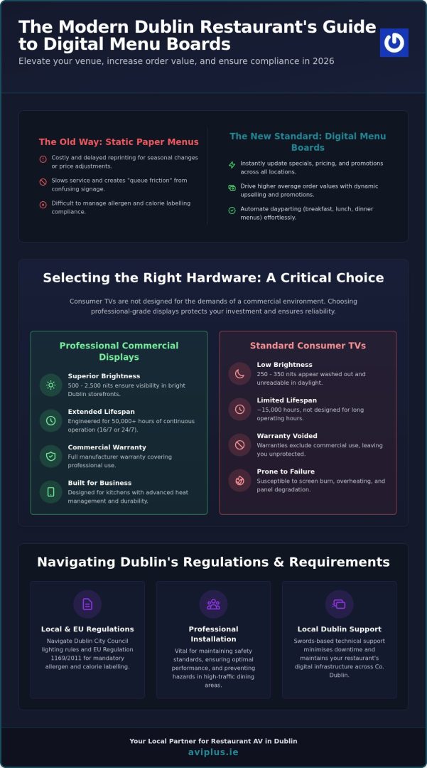 Digital Menu Boards for Restaurants Dublin: The 2026 Professional Guide